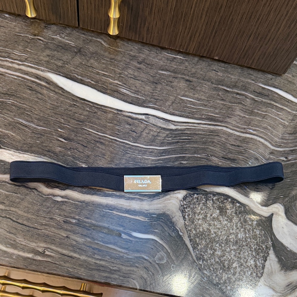 Prada Navy blue with silver logo elastic belt. NEW - Picture 14 of 17